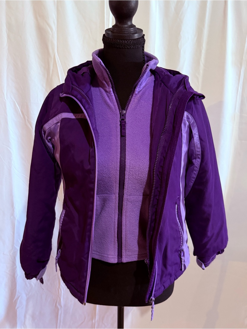 Girls' Children’s Place Purple Layered Winter Jacket with Fleece Liner